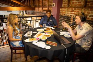 Linda Soley Hurd, LaGina Bruno, Christiaan Mader, Out to LUnch at Tsunami Sushi