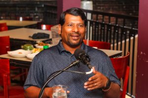 Sajeev Joseph, best known as "Priya's husband," co-owner with his wife of Priya's Indian Food restaurant on Johnston Street and weekly at the Farmer's Market in Lafayette