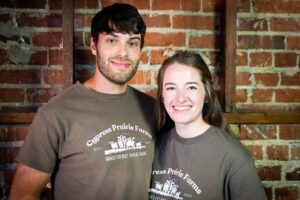 Hayden and Molly LeJeune farm 40 head of cattle on 70 acres on Cypress Prairie Farms. Did you do the math on that? Each cow has nearly two acres, probably way more square feet than you're living in