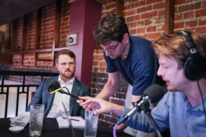 Wiley Baxter, Audio Engineer Dylan Babineaux, host Christiaan Mader, Out to Lunch at Tsunami Sushi in downtown Ladayette