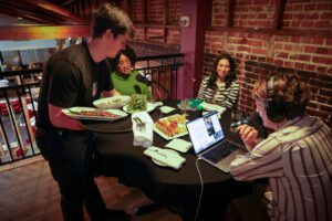 Ashlynn Gary, Jenn Brewer, Christiaan Mader, Out to Lunch at Tsunami Sushi in downtown Lafayette