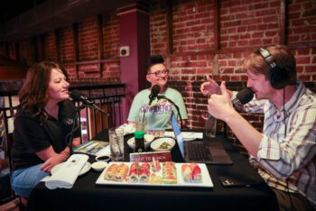 Frankie Dabney, Susan Titus-Richard, Christiaan Mader, Out to Lunch at Tsunami Sushi in downtown Lafayette