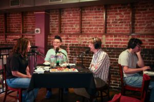 Frankie Dabney, Susan Titus-Richard, Christiaan Mader, Dylan Babineaux, Out to Lunch at Tsunami Sushi in downtown Lafayette