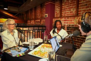 Denise Lanclos, Corrie Gallien, Christiaan Mader, Out to Lunch at Tsunami Sushi in downtown Lafayette
