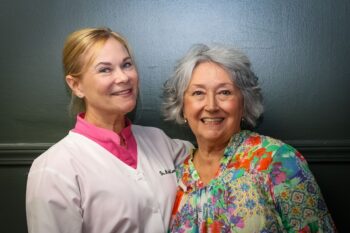 Dr Michelle Carr, owner Carr Chiropractic Clinic, Rebecca Comeaux, Owner of Rebecca's Wigs, Out to Lunch at Gravy, Downtown Lafayette